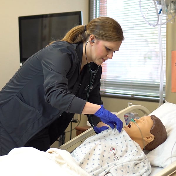 student nurse working