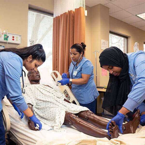 student nurses doing lab work